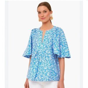 Tuckernuck Finley Blooms on Broad Flutter Sleeve Top Size XS Cameran Eubanks